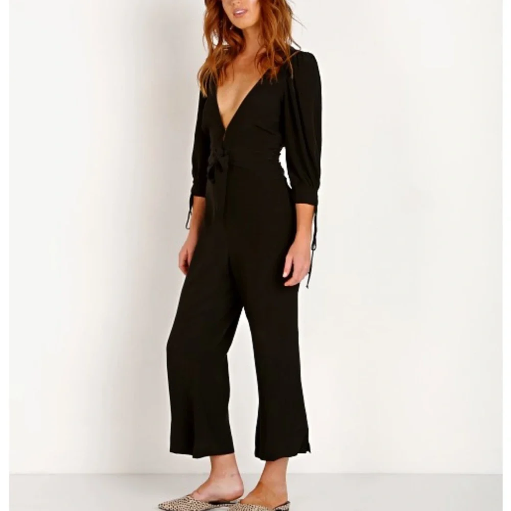 NWT For Love & Lemons Georgia black jumpsuit size large - Picture 2 of 4